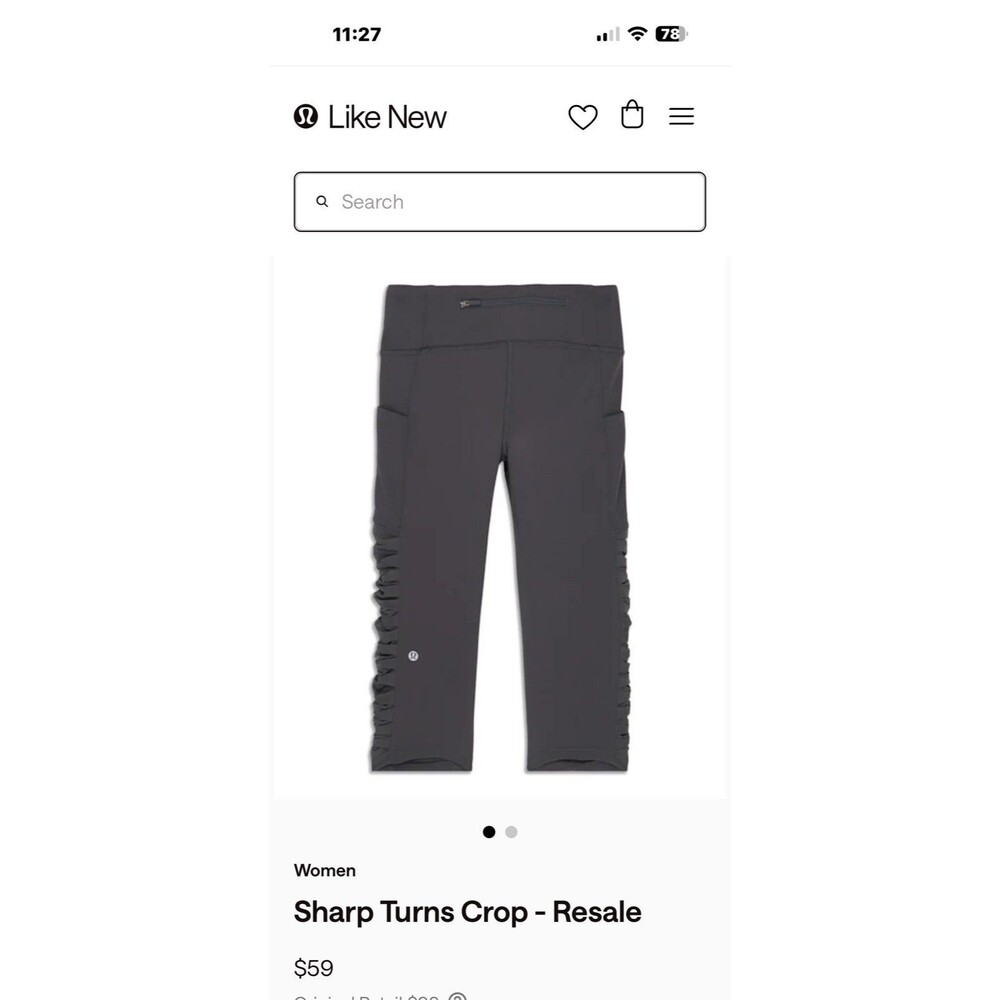 Lululemon Sharp Turns Crop Leggings Sz. 6 Black